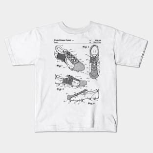 Soccer Boots Patent - Football Boots Art - Black And White Kids T-Shirt